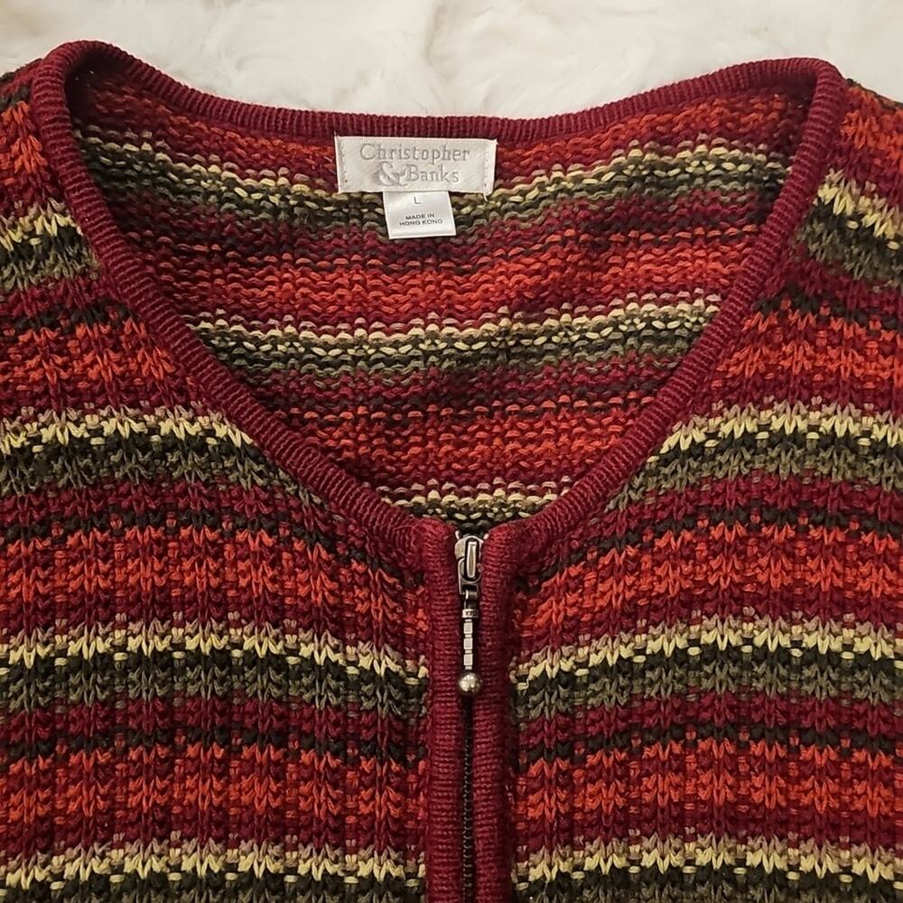 Christopher & Banks Granny Multicolor Striped Cardigan Womens M & L Holiday